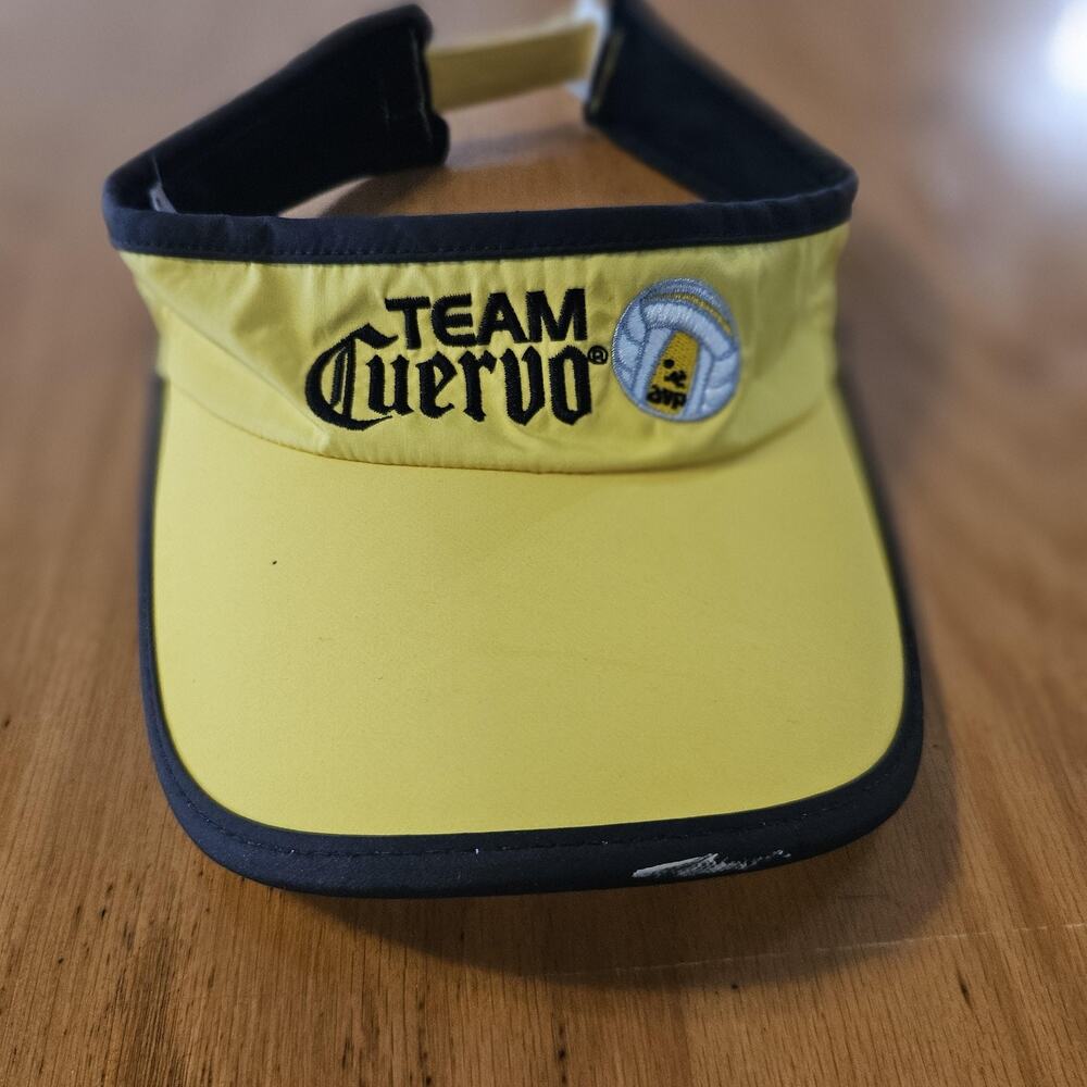 Team Cuervo Hat‎ Visor Strap Back Yellow Black AVP Pro Beach Volleyball Mens